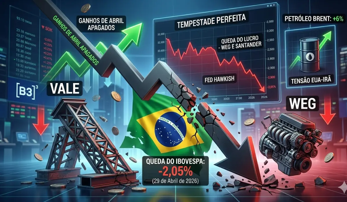 Ibovespa cai 2% e apaga os ganhos de abril